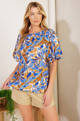 JUST HAVING FUN BLUE WOVEN TOP - By Baano