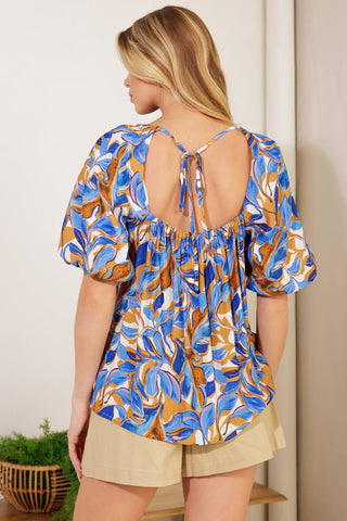 JUST HAVING FUN BLUE WOVEN TOP - By Baano