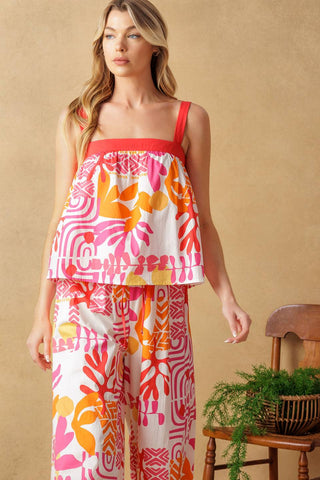 OVER YOU AGAIN WOVEN TOP AND PANT SET - By Baano