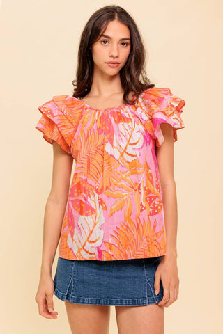 EVENING GLOW PINK WOVEN TOP - By Baano