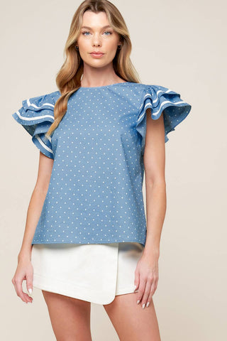 WEEKEND GETAWAY BLUE WOVEN TOP - By Baano