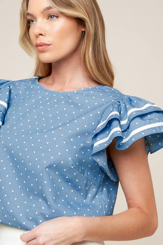 WEEKEND GETAWAY BLUE WOVEN TOP - By Baano