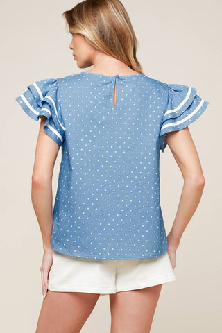 WEEKEND GETAWAY BLUE WOVEN TOP - By Baano