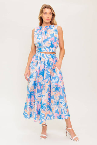 GOLDEN HOUR HARMONY WOVEN TOP AND SKIRT SET - By Baano