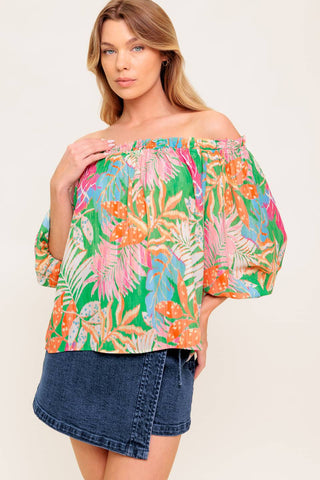 LOVING VOW GREEN WOVEN TOP - By Baano