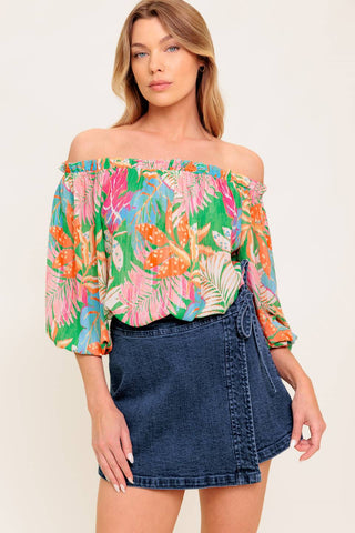 LOVING VOW GREEN WOVEN TOP - By Baano