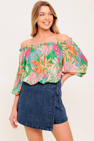 LOVING VOW GREEN WOVEN TOP - By Baano