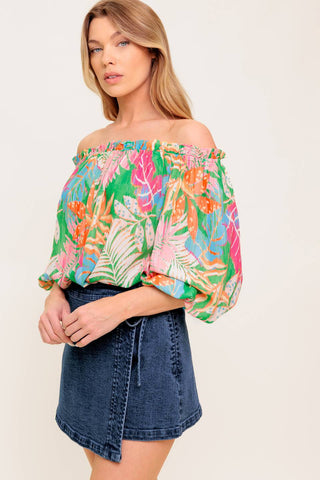 LOVING VOW GREEN WOVEN TOP - By Baano