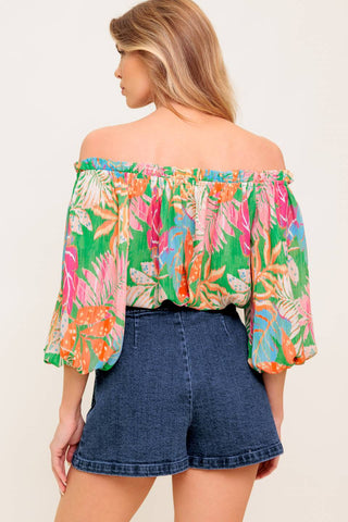 LOVING VOW GREEN WOVEN TOP - By Baano