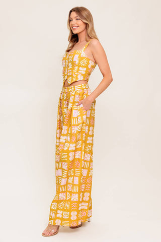 PRETTY MEADOW WOVEN TOP AND PANT SET - By Baano