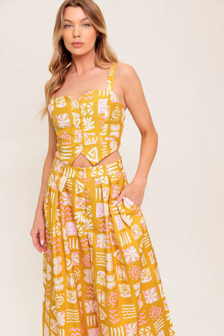 PRETTY MEADOW WOVEN TOP AND PANT SET - By Baano