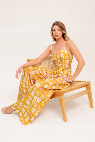 PRETTY MEADOW WOVEN TOP AND PANT SET - By Baano