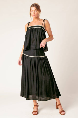 DIVIDE AND CONTOUR WOVEN TOP AND SKIRT SET - By Baano