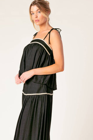 DIVIDE AND CONTOUR WOVEN TOP AND SKIRT SET - By Baano