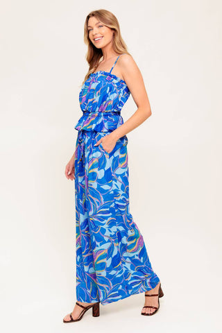 CHERISHED KISS BLUE WOVEN TOP AND PANTS SET - By Baano