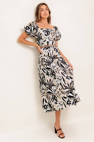 NEUTRAL ZONE WOVEN TOP AND SKIRT SET - By Baano