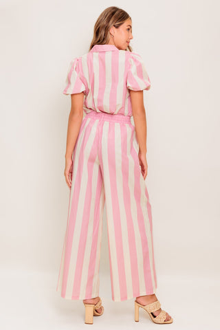 WINK & WALK STRIPE WOVEN TOP AND PANT SET - By Baano