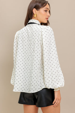 ROMANCE STITCH IVORY WOVEN TOP - By Baano