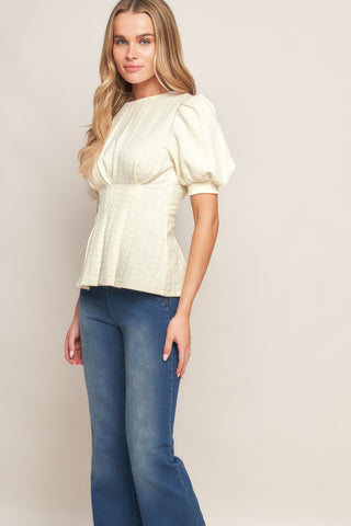 CREAM TWIST WOVEN TOP - By Baano