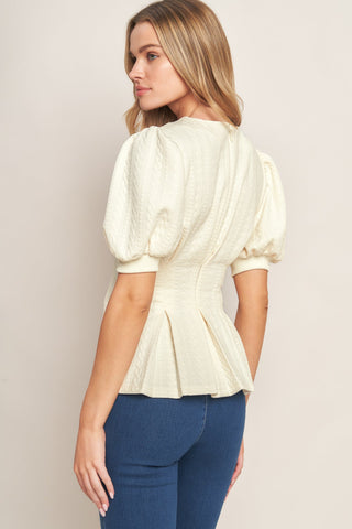 CREAM TWIST WOVEN TOP - By Baano