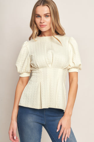 CREAM TWIST WOVEN TOP - By Baano