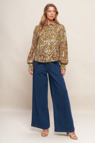 WILD LUXE TAUPE WOVEN TOP - By Baano