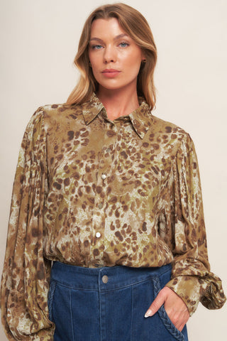 WILD LUXE TAUPE WOVEN TOP - By Baano