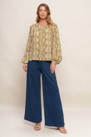 RETRO CHIC TAUPE WOVEN TOP - By Baano