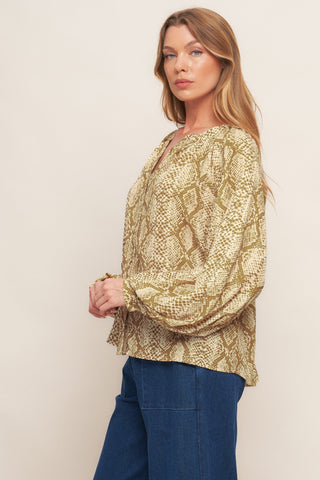 RETRO CHIC TAUPE WOVEN TOP - By Baano