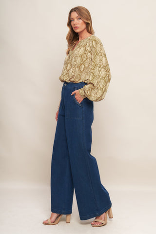 RETRO CHIC TAUPE WOVEN TOP - By Baano