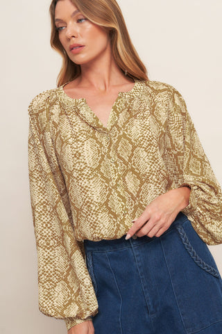 RETRO CHIC TAUPE WOVEN TOP - By Baano
