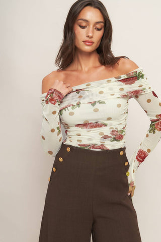 CREAM & BLOOM DELIGHT POWER MESH TOP - By Baano