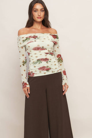 CREAM & BLOOM DELIGHT POWER MESH TOP - By Baano