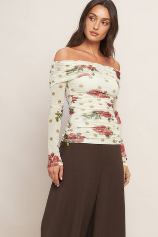 CREAM & BLOOM DELIGHT POWER MESH TOP - By Baano