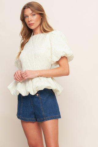 VANILLA SCALLOP WOVEN TOP - By Baano