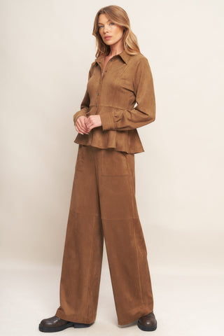 REFINED IMPRESSION FAUX SUEDE TOP - By Baano