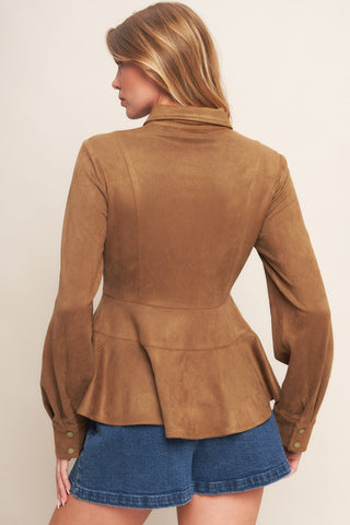 REFINED IMPRESSION FAUX SUEDE TOP - By Baano