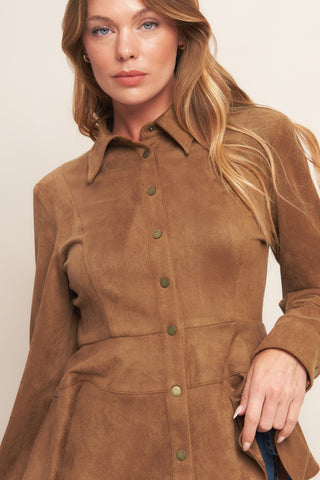 REFINED IMPRESSION FAUX SUEDE TOP - By Baano