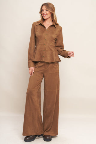 REFINED IMPRESSION FAUX SUEDE TOP - By Baano