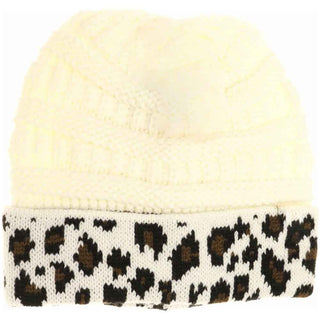 KIDS Matching Cuff Leopard Print C.C Beanie