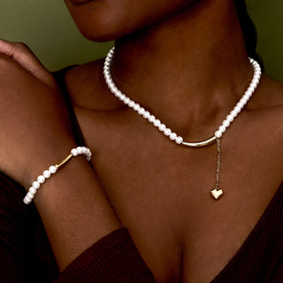 Lover's Crescent Pearl Chain x Bracelet