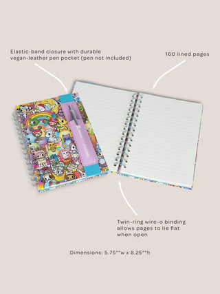 tokidoki Spiral Oliver Notebook with Reusable Pen Pocket - 20th Anniversary Celebration - By Baano