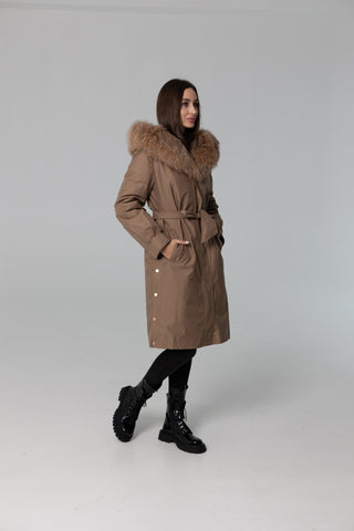 Genuine Fox Fur Trim Rabbit Fur Insulated Parka