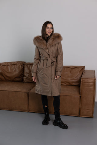 Genuine Fox Fur Trim Rabbit Fur Insulated Parka