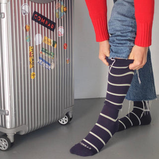 Knee-High Compression Socks – Stripes Navy (20-30 mmHg)