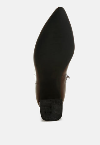 Kaira Metallic Accent Heel High Ankle Boots