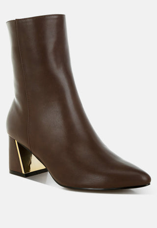 Kaira Metallic Accent Heel High Ankle Boots