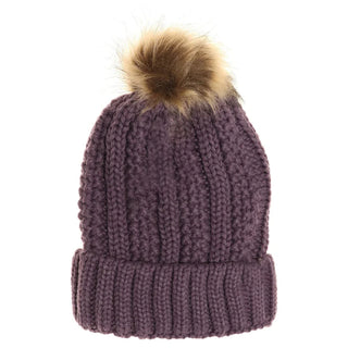 Kids Fuzzy Lined Fur Pom C.C Beanie