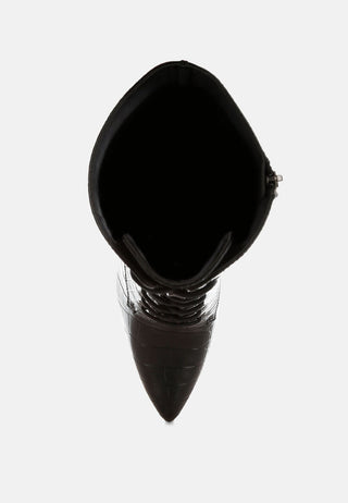 Knocturn Croc Textured Over The Ankle Boots