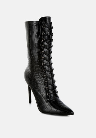 Knocturn Croc Textured Over The Ankle Boots